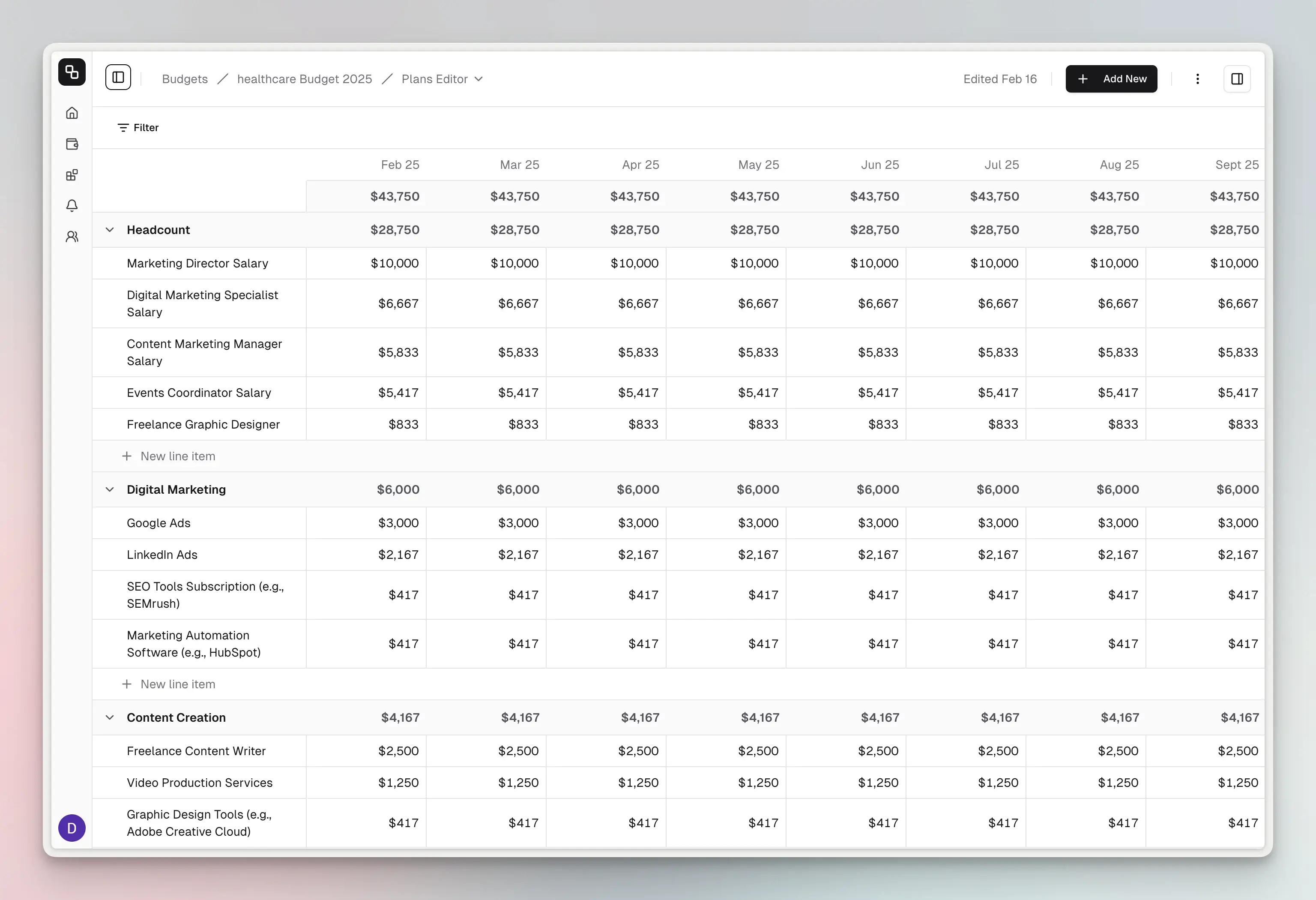 Marketing Budget Editor