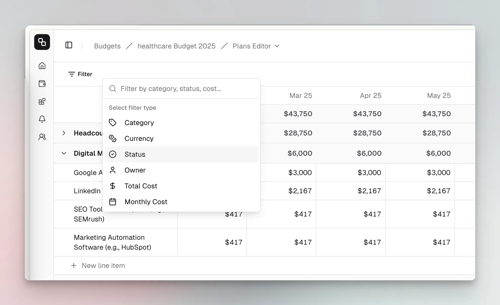 Marketing Budget Filtering