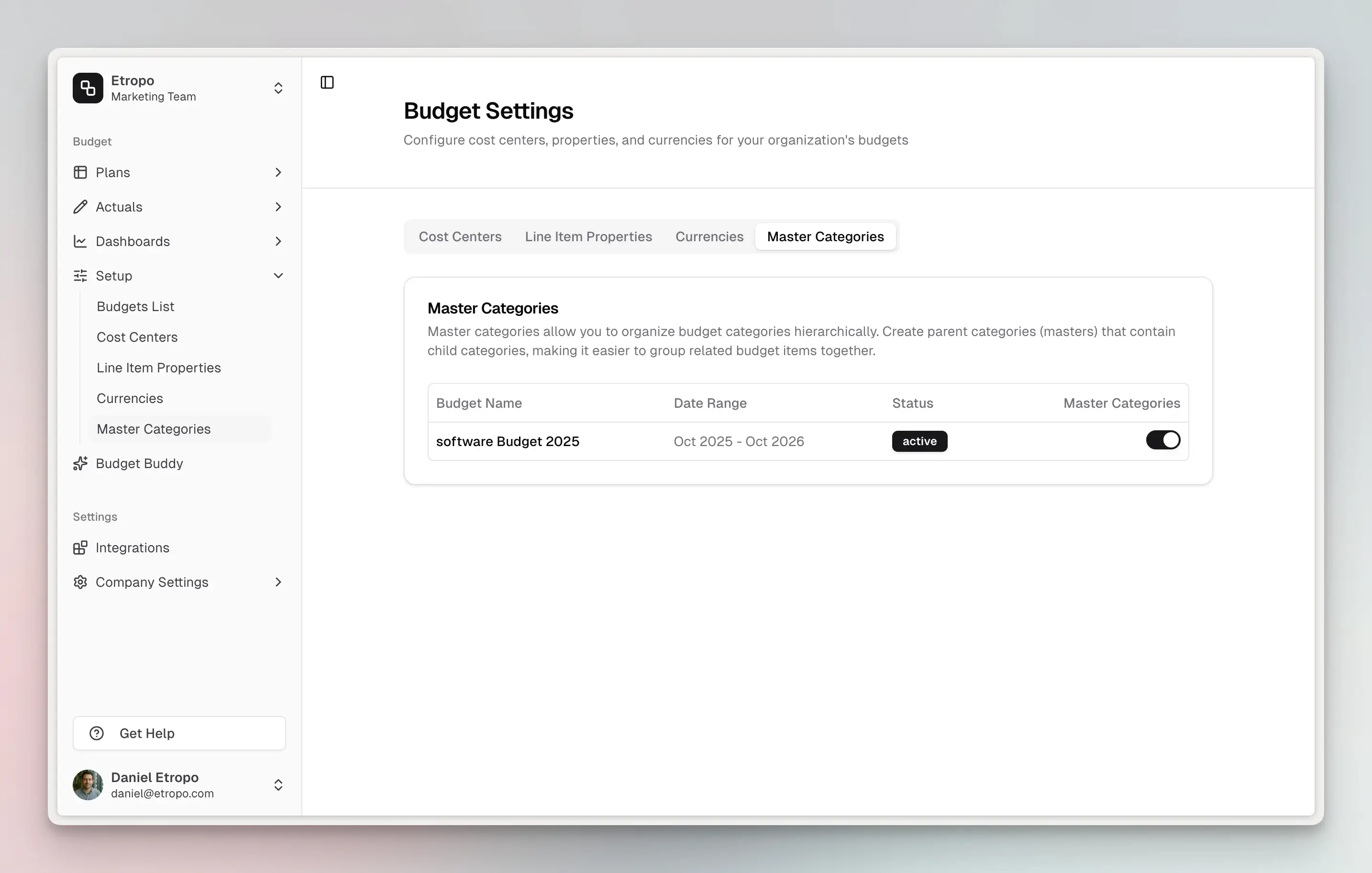 Enable Master Categories