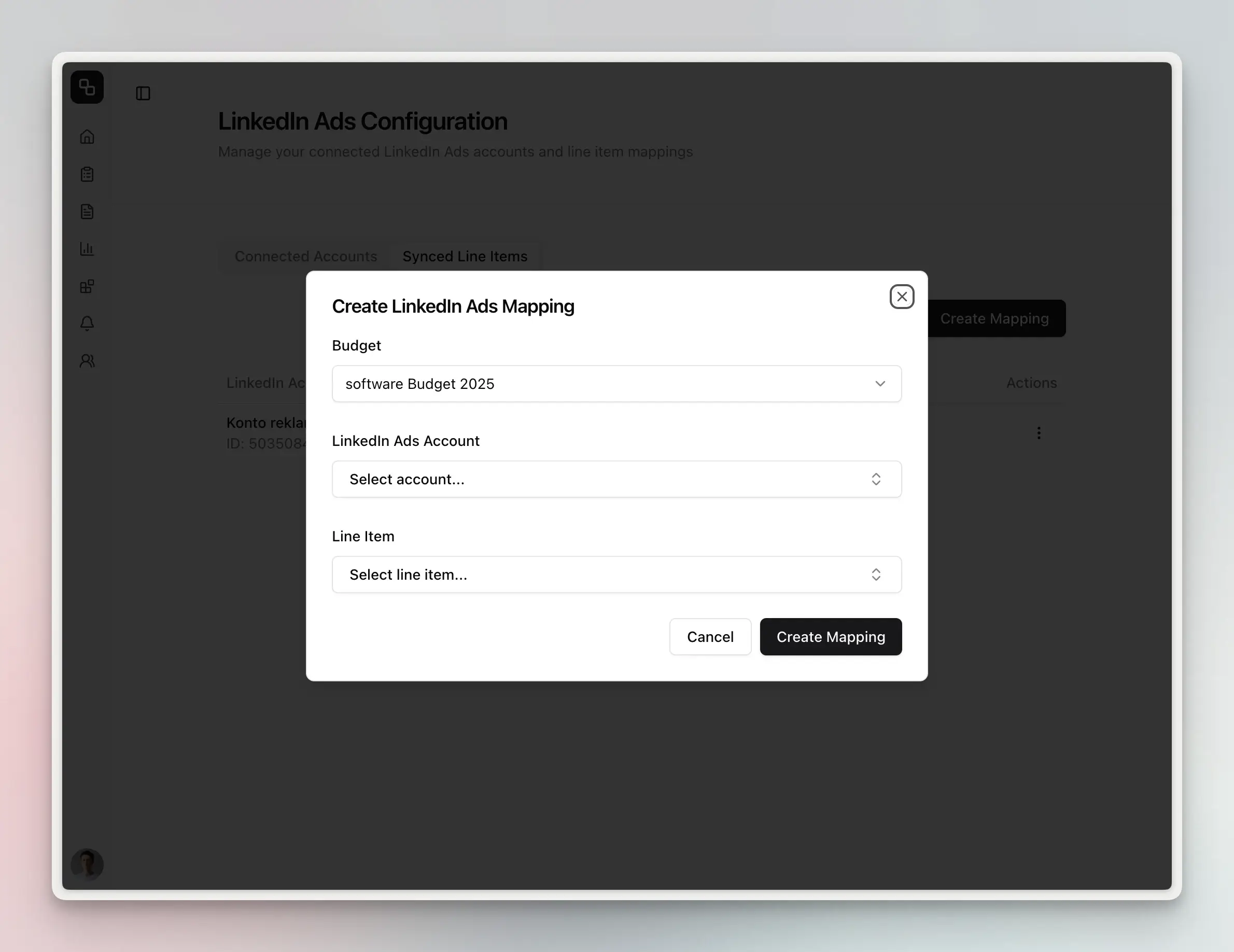 LinkedIn Ads Line Item Mapping